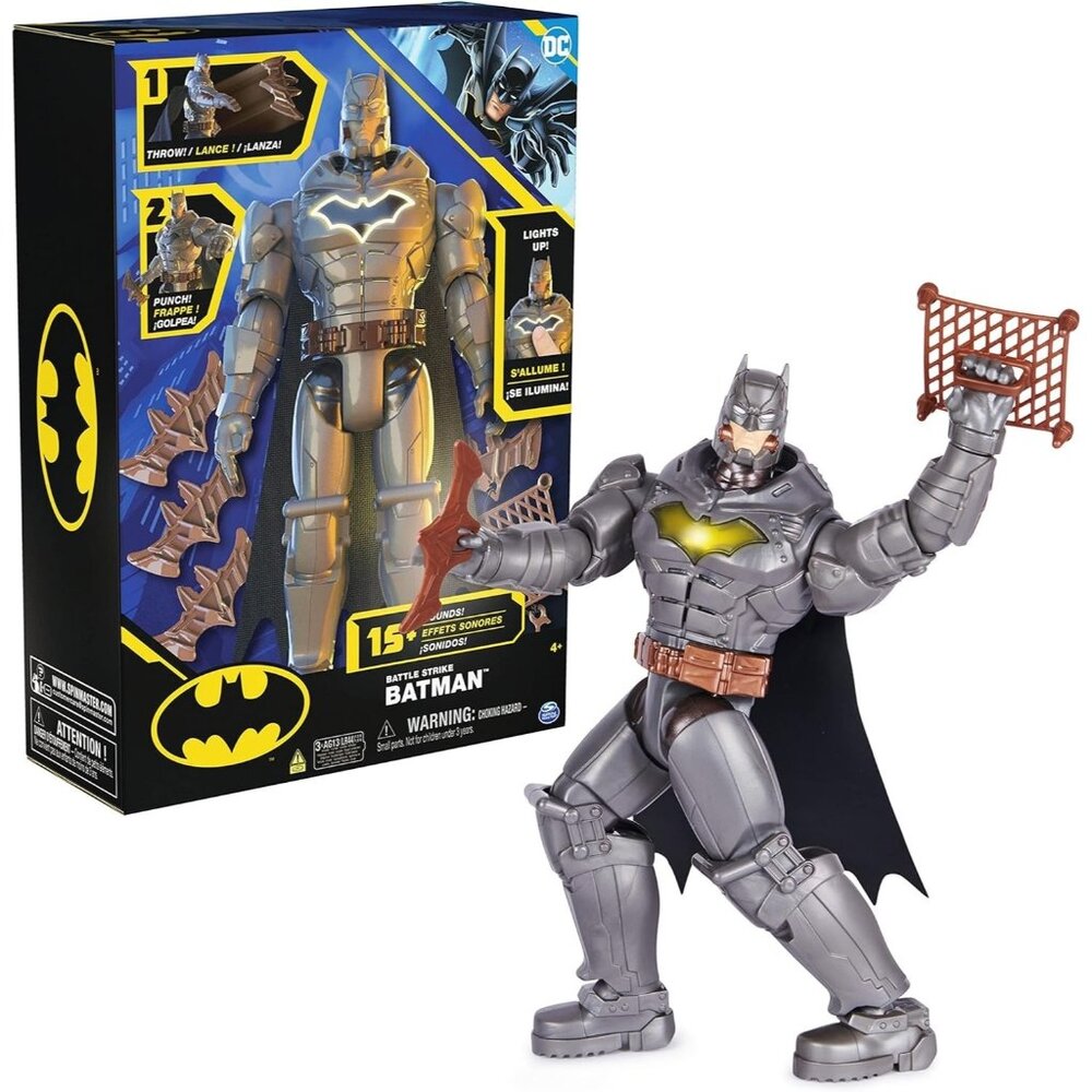 DC Comics, Battle Strike Batman 12-inch Action Figure 5 Accessories  20+ Sounds